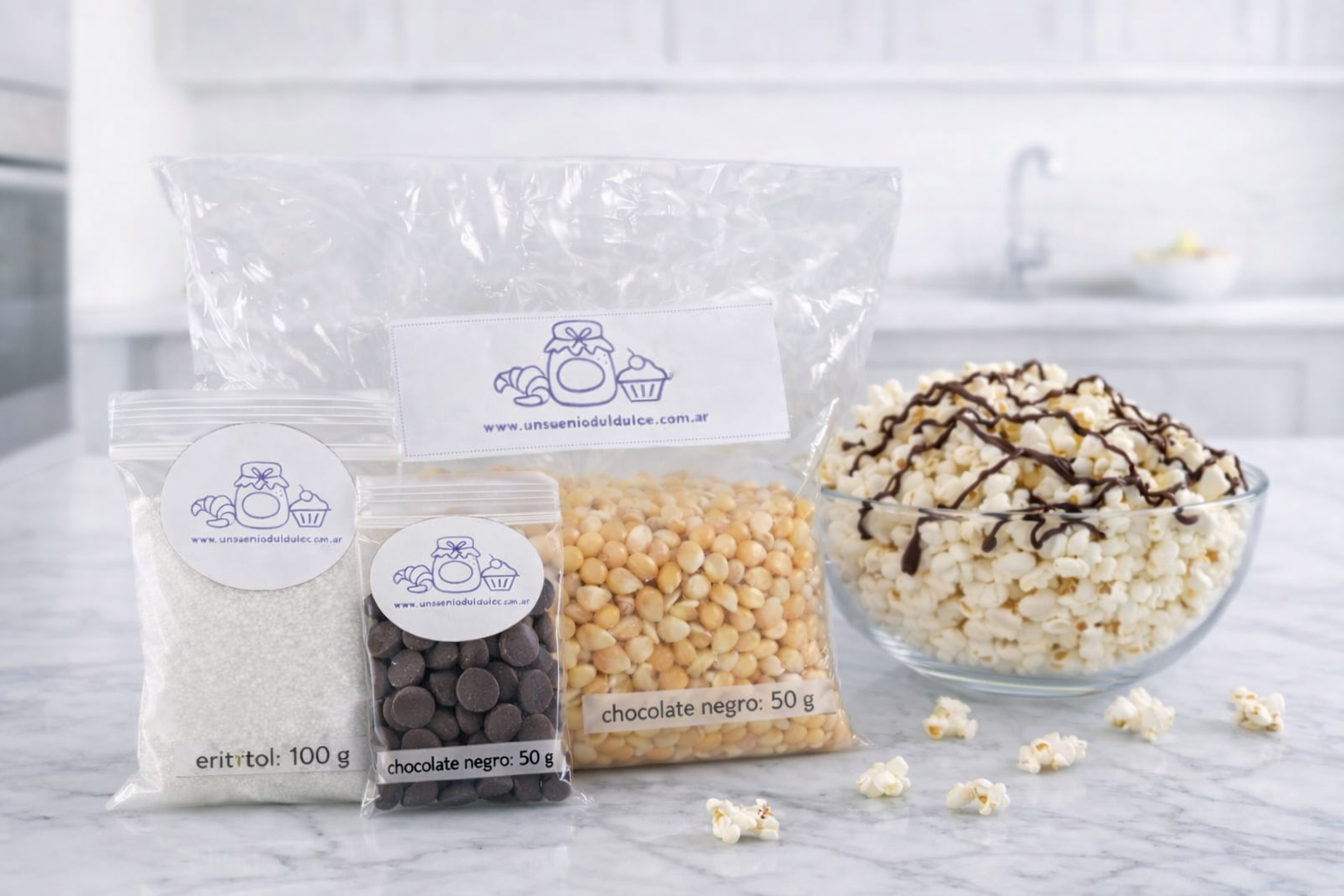 Kit Pochoclos Dulces o Salados apto diabéticos